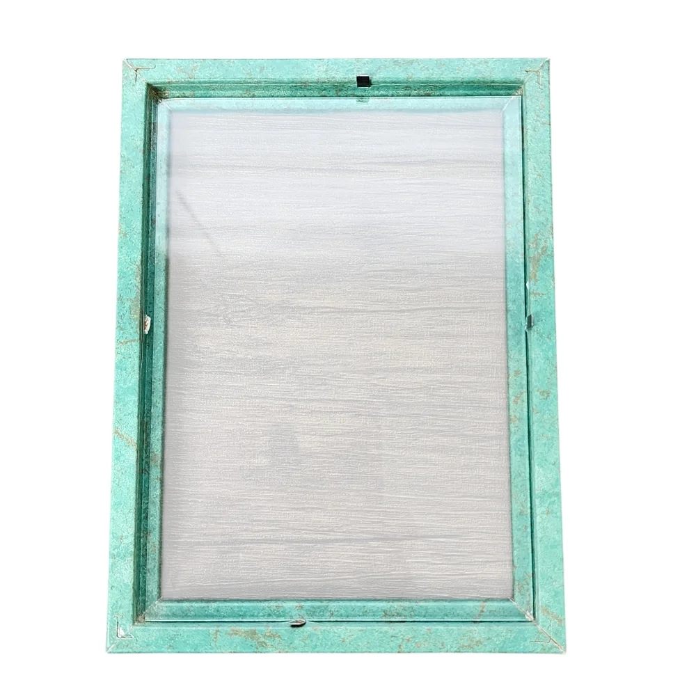 Frame photo green brown decorative glass front black back hang or stand